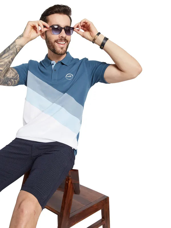 Octave Men Colourblocked Polo Collar T-Shirt