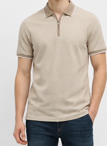 Men Stone Sold Polo Collar T-shirt
