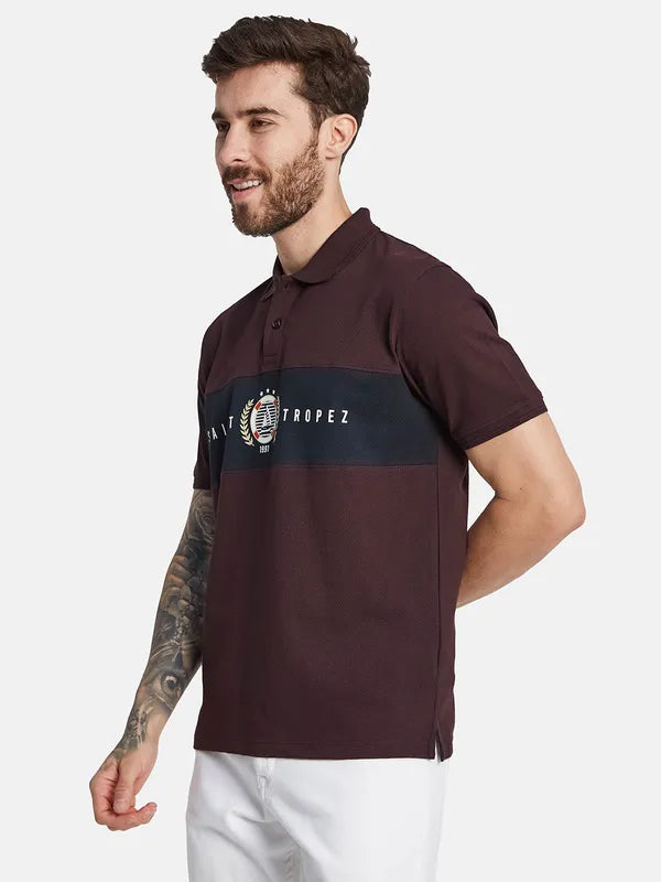 Octave Typography Printed Polo Collar Cotton T-Shirt