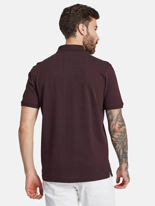 Octave Typography Printed Polo Collar Cotton T-Shirt