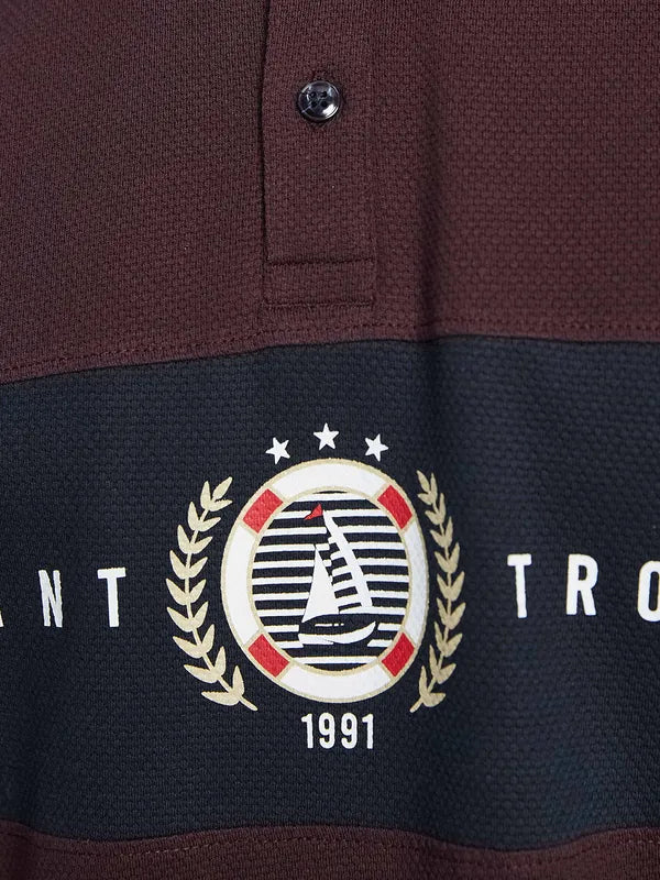 Octave Typography Printed Polo Collar Cotton T-Shirt