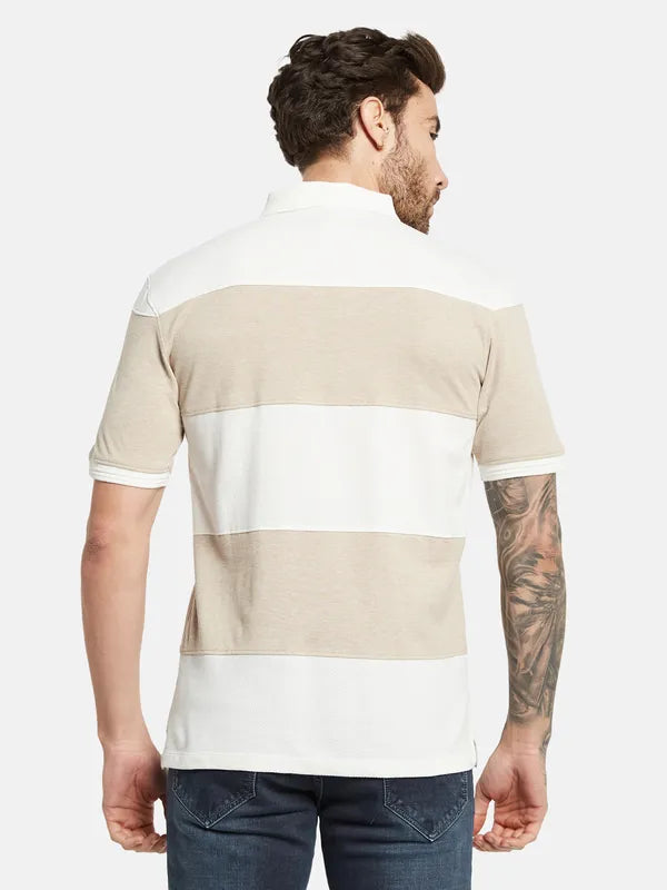 Octave Striped Polo Collar Short Sleeves Cotton T-Shirt