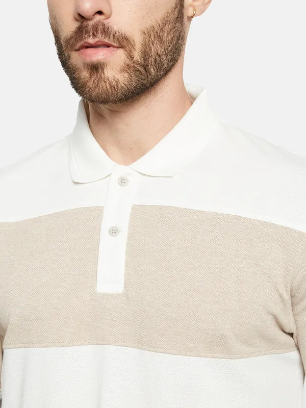 Octave Striped Polo Collar Short Sleeves Cotton T-Shirt