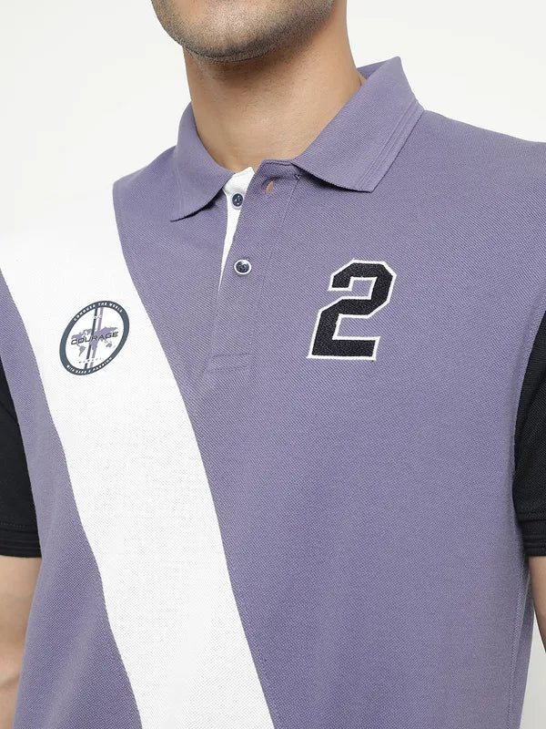 Octave Colourblocked Polo Collar Cotton T-Shirt