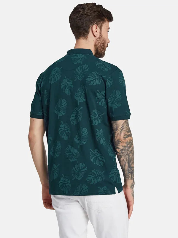 Octave Tropical Printed Polo Collar Cotton T-Shirt