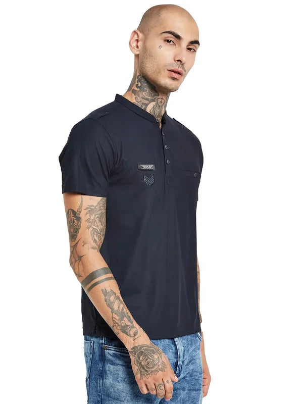 Octave Band Collar Cotton Regular Fit Pockets Casual T-Shirt