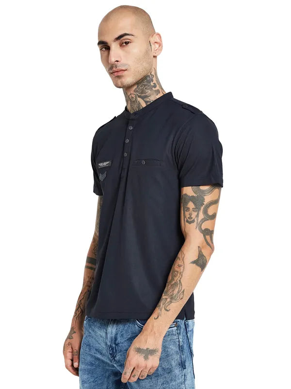 Octave Band Collar Cotton Regular Fit Pockets Casual T-Shirt