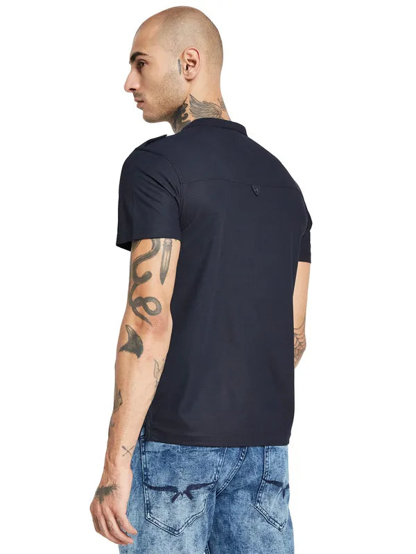 Octave Band Collar Cotton Regular Fit Pockets Casual T-Shirt