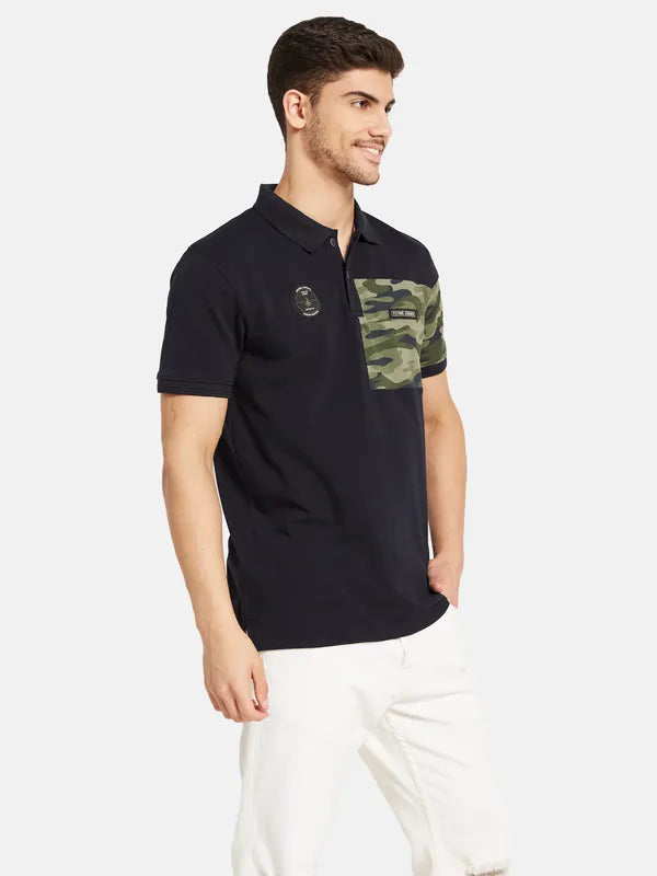 Half Camouflage Chest Print Polo T-Shirt