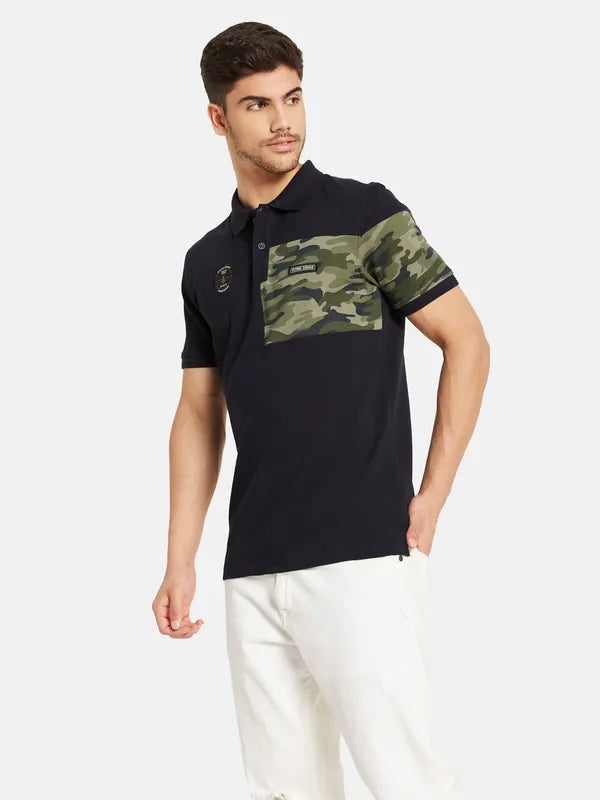 Half Camouflage Chest Print Polo T-Shirt