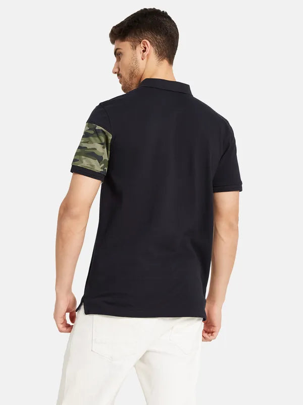Half Camouflage Chest Print Polo T-Shirt