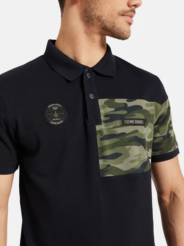 Half Camouflage Chest Print Polo T-Shirt