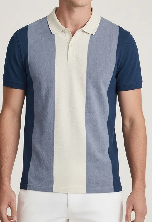 Men Air-Force Colourblocked Polo Collar T-shirt