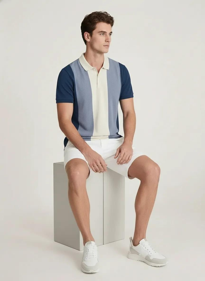Men Colourblocked Polo Collar T-shirt