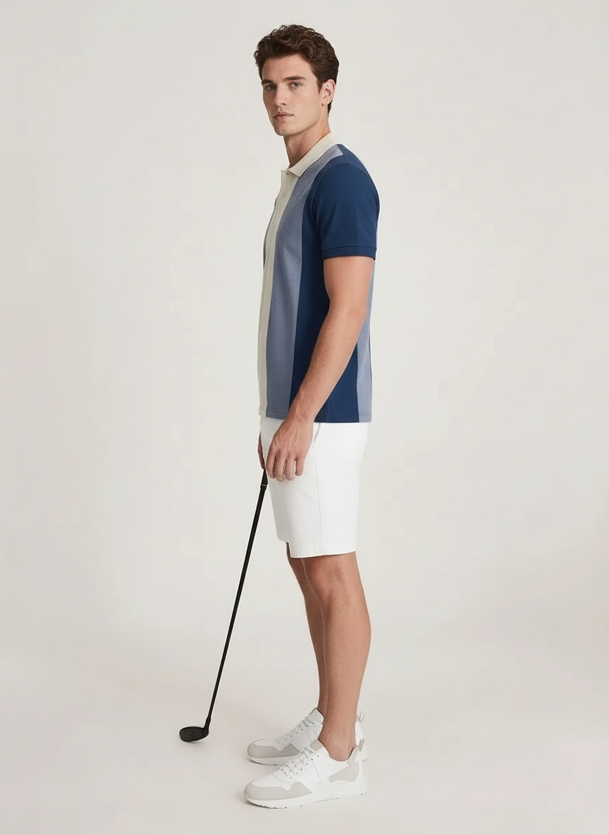 Men Colourblocked Polo Collar T-shirt