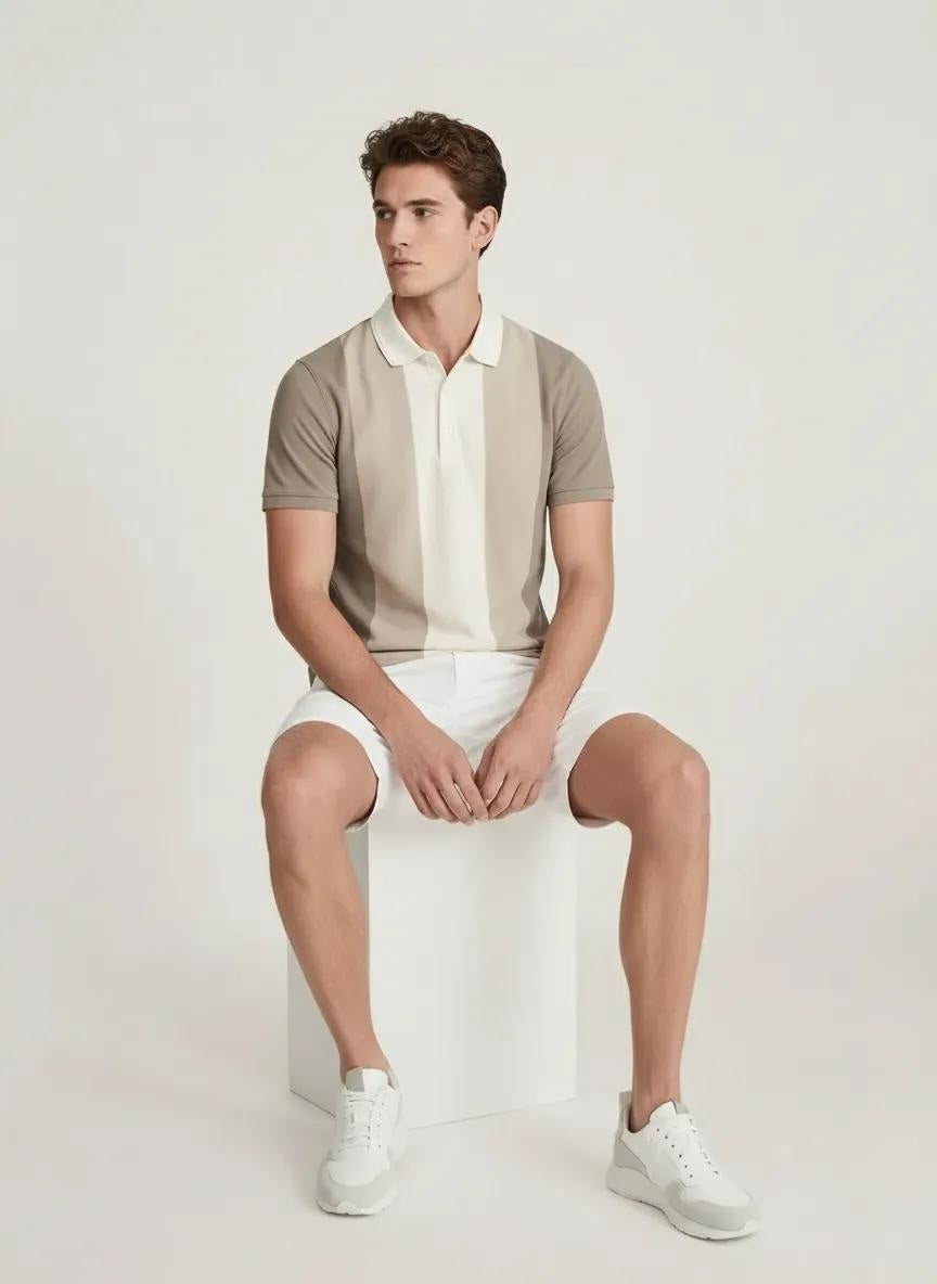 Men Colourblocked Polo Collar T-shirt
