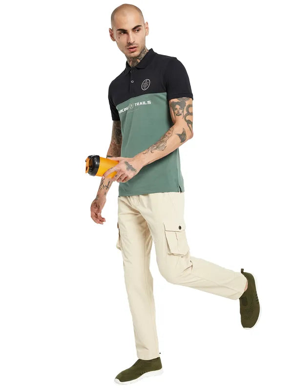 Octave Colourblocked Polo Collar Cotton T-Shirt