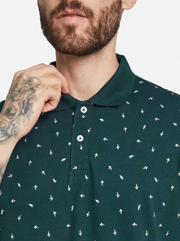Octave Ss24 Men Printed Polo Collar T-Shirt