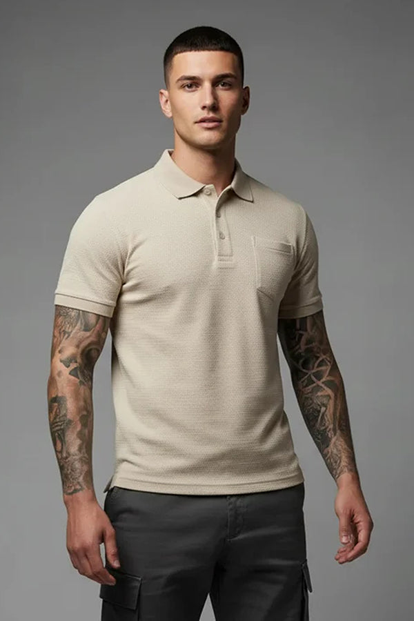 Men Striped Polo Collar T-shirt