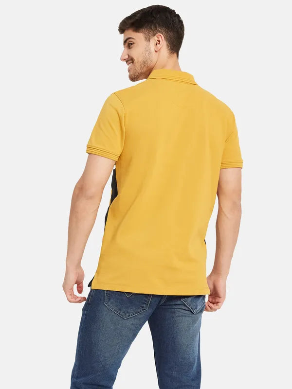 Cut And Sew Chest Print Polo T-Shirt