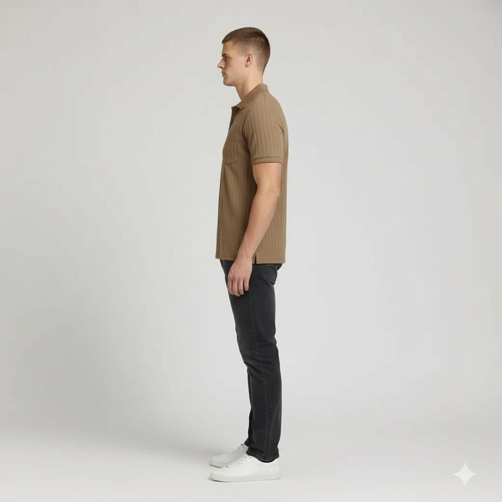 Men Striped Polo Collar T-shirt