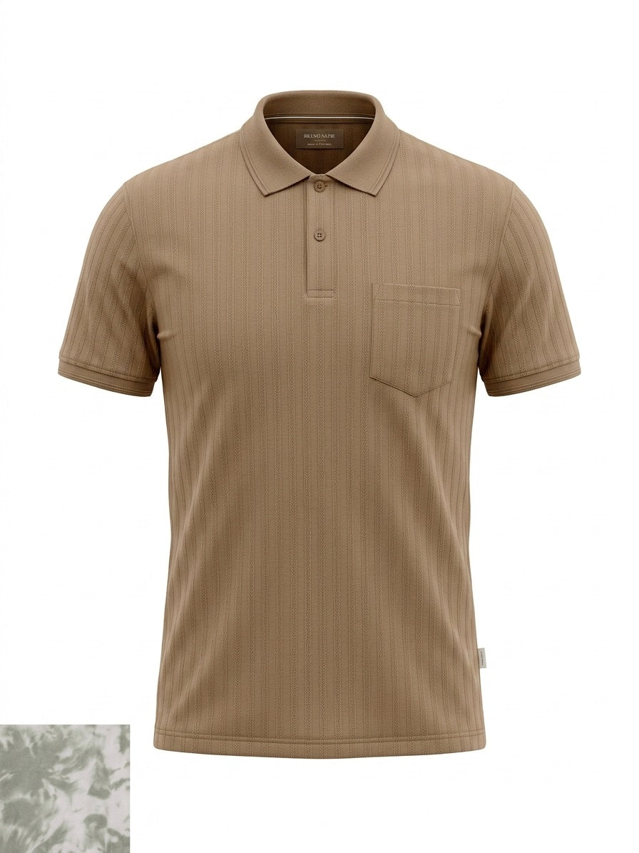 Men Striped Polo Collar T-shirt