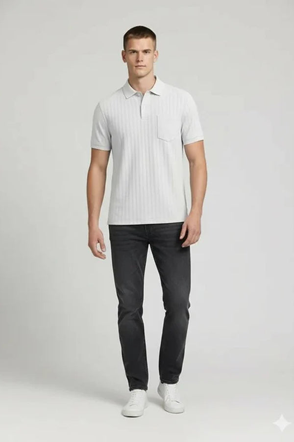 Men Striped Polo Collar T-shirt