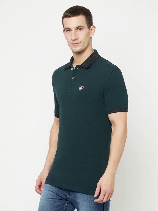 Octave Men Green Polo Collar T-Shirt