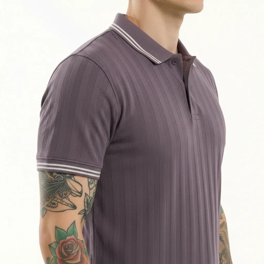 Octave Men Striped Polo Collar T-shirt