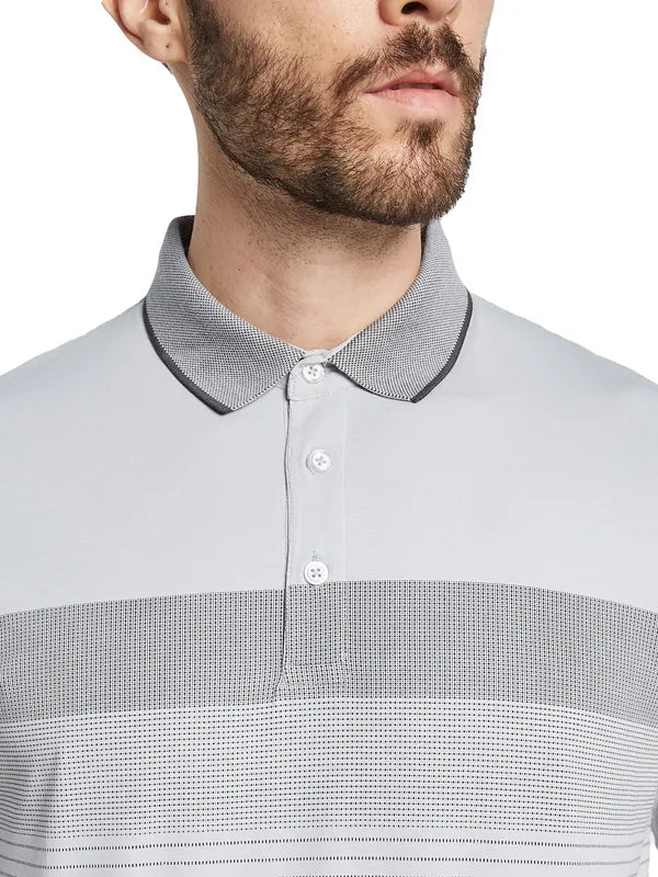 Octave Men Striped Polo Collar Pockets T-Shirt