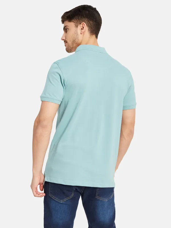 Half Zipper Vertical Stripes Polo T-Shirt