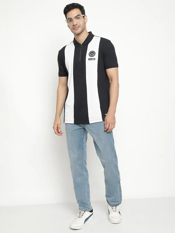 Octave Striped Polo Collar Cotton T-Shirt