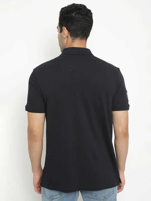 Octave Striped Polo Collar Cotton T-Shirt