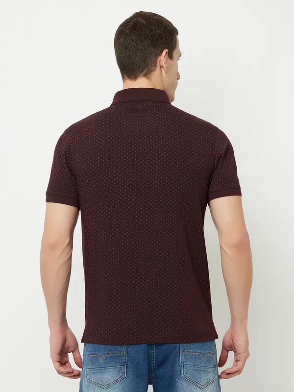 Octave Men Maroon Polo Collar T-Shirt