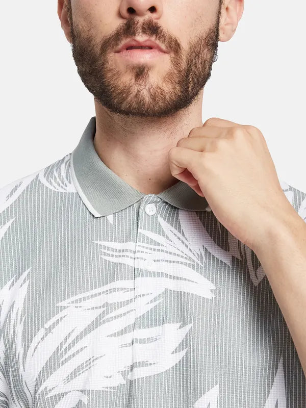 Octave Floral Printed Polo Collar Cotton T-Shirt