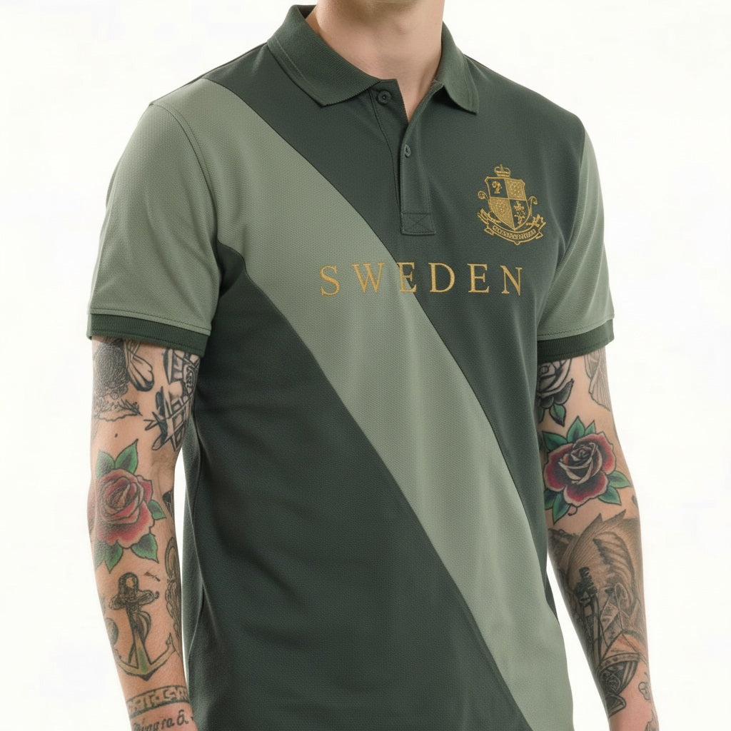 Octave Men Colourblocked Polo Collar T-shirt
