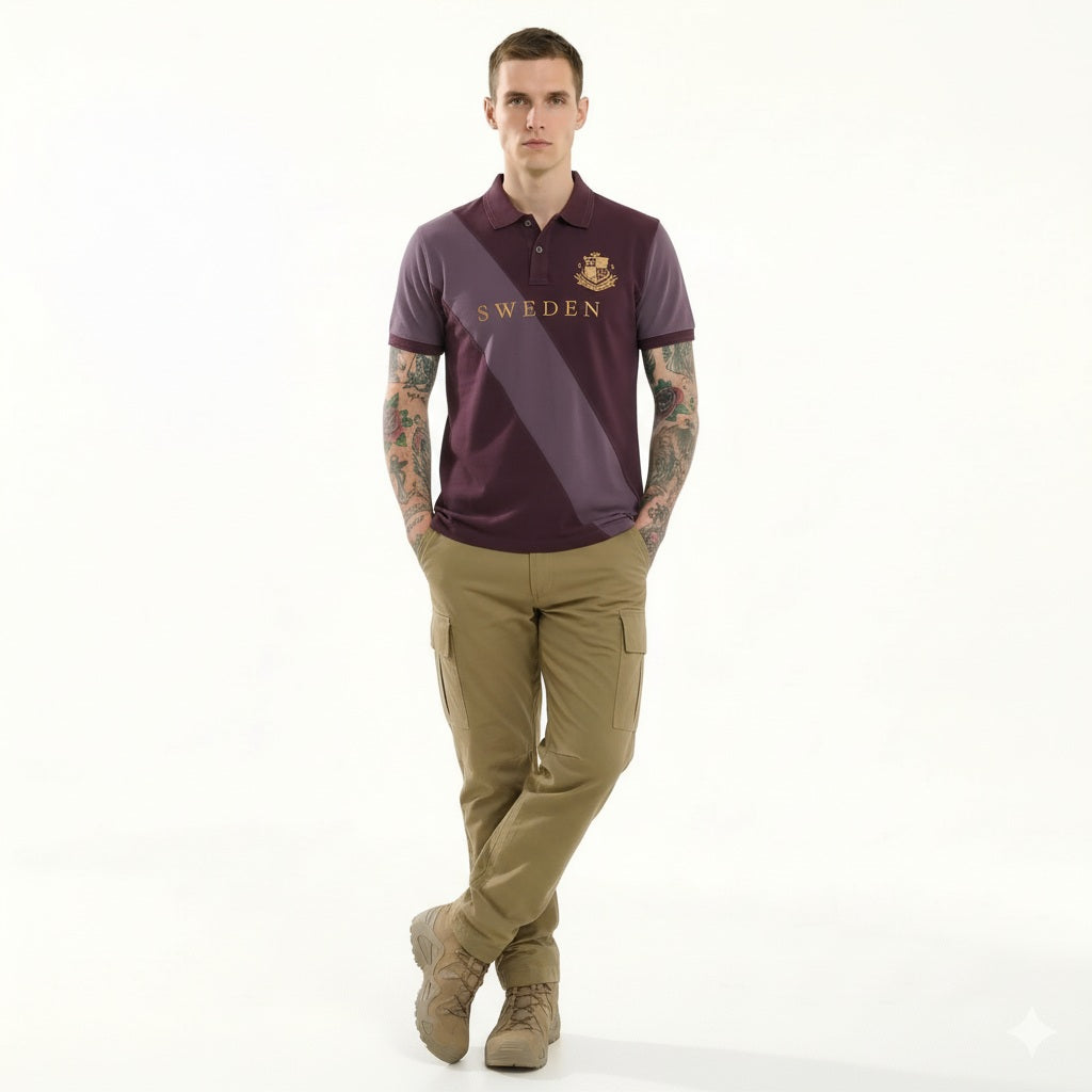 Octave Men Colourblocked Polo Collar T-shirt