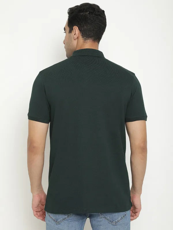 Octave Colourblocked Polo Collar Cotton T-Shirt