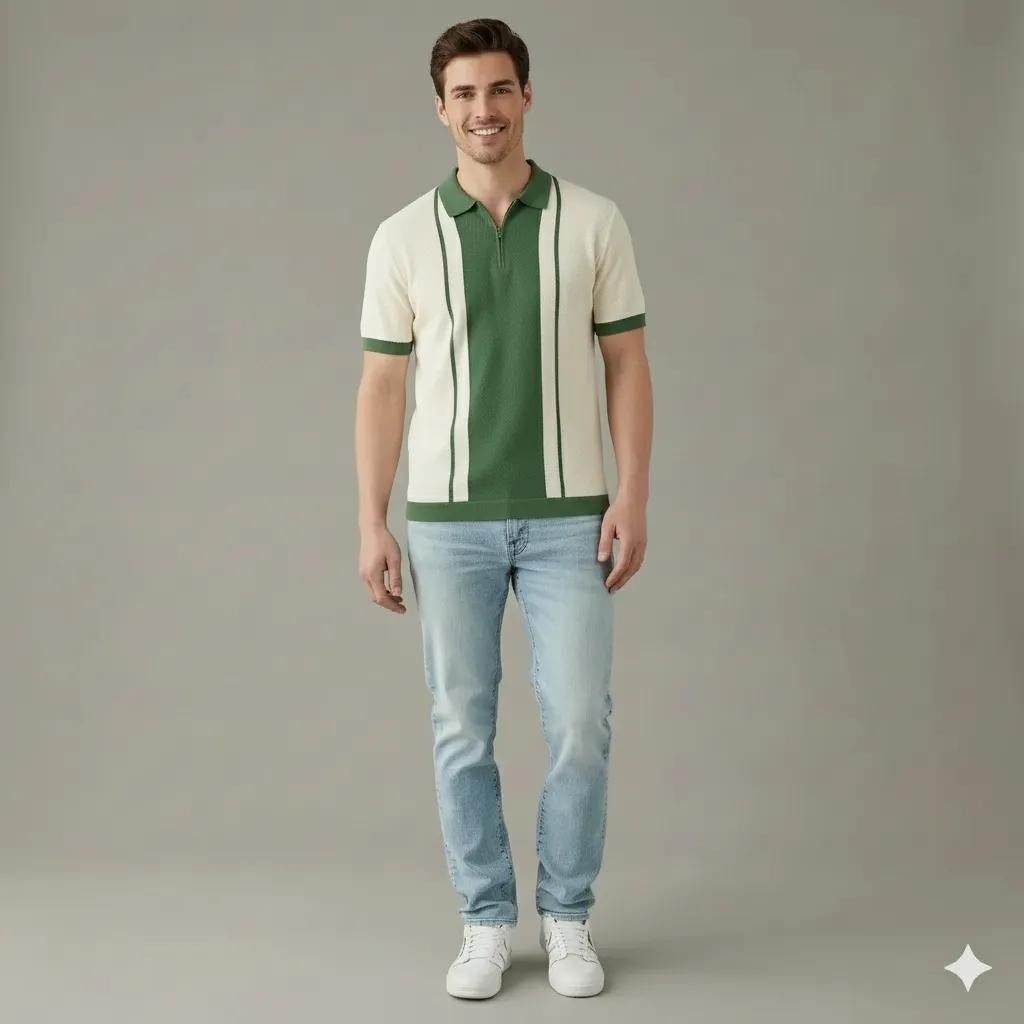 Men Colourblocked Polo Collar T-shirt