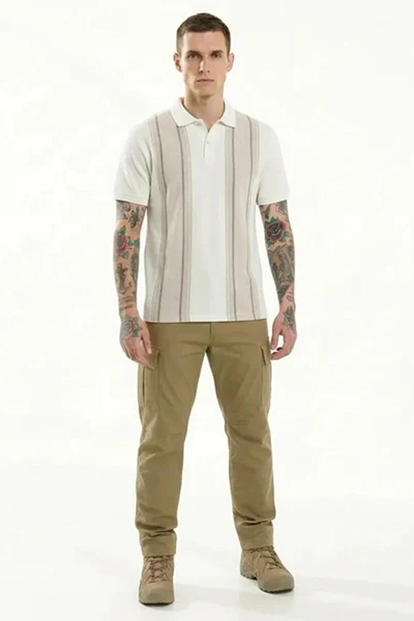 Octave Men Colourblocked Polo Collar T-shirt