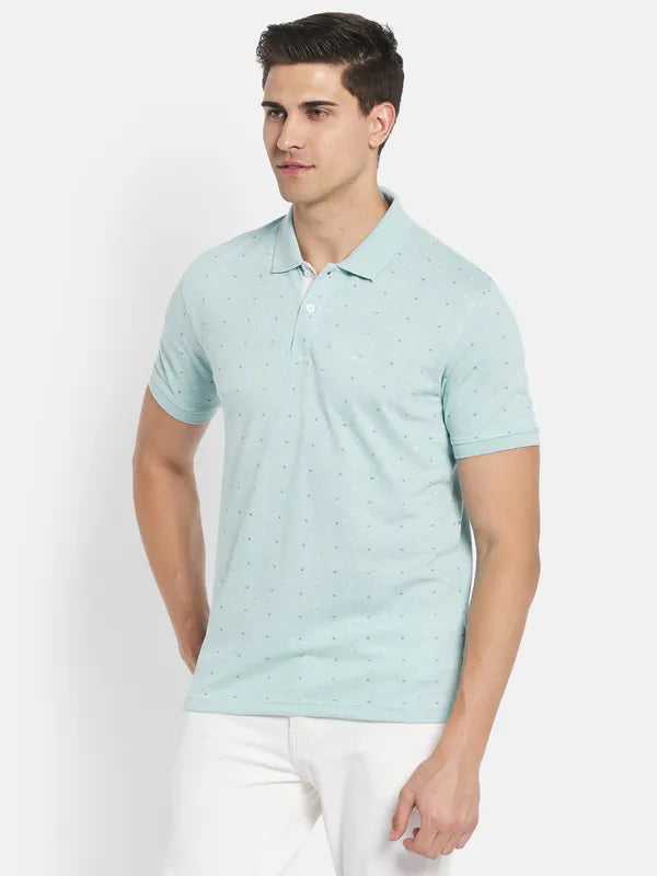 Octave Men Blue Checked Polo Collar T-Shirt
