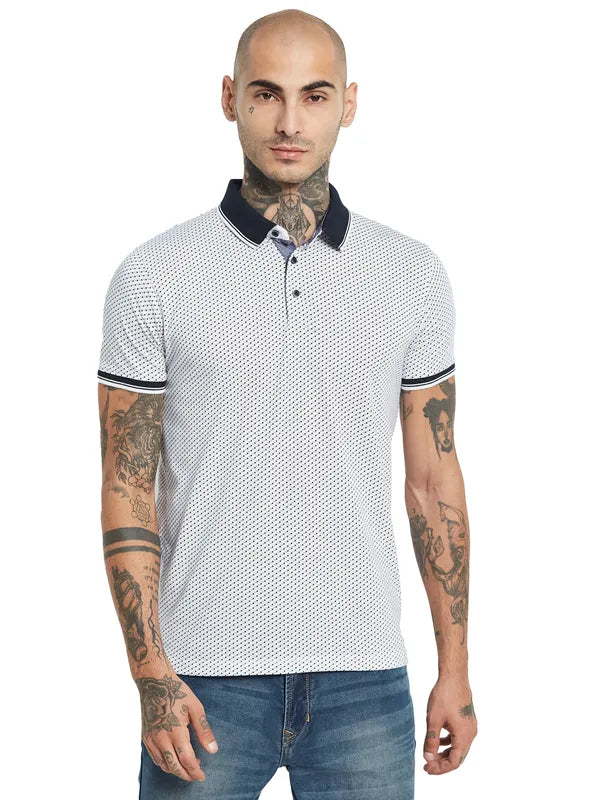 Octave Geometric Printed Polo Collar Cotton Regular Fit Casual T-Shirt