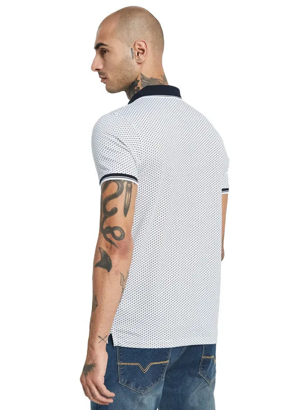 Octave Geometric Printed Polo Collar Cotton Regular Fit Casual T-Shirt
