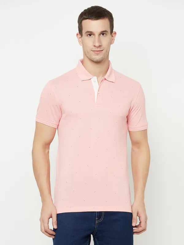 Octave Men Pink Polo Collar T-Shirt
