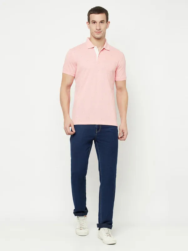 Octave Men Pink Polo Collar T-Shirt