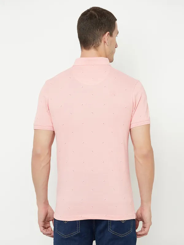 Octave Men Pink Polo Collar T-Shirt