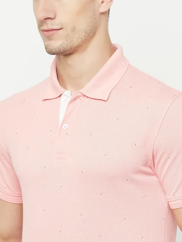 Octave Men Pink Polo Collar T-Shirt