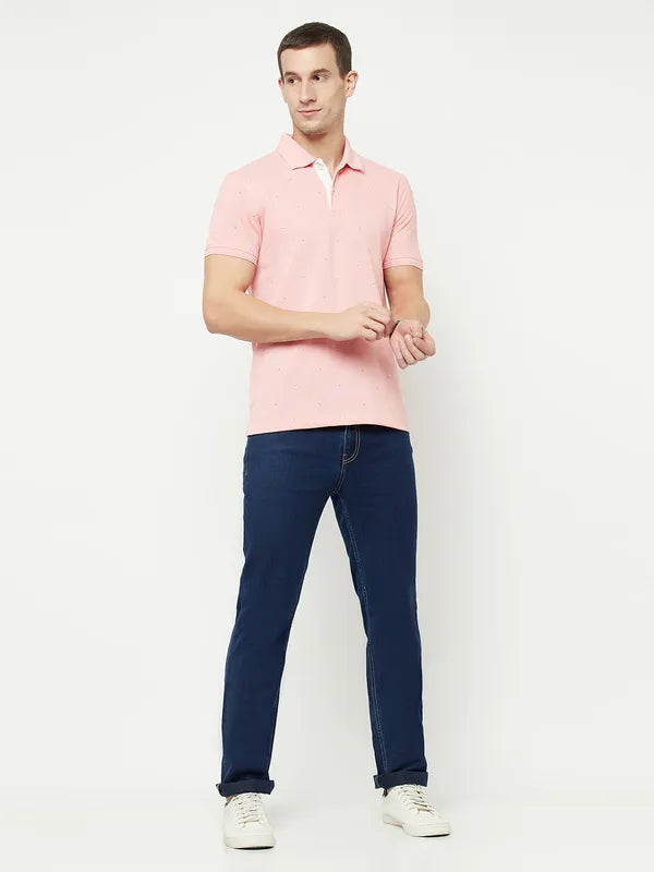 Octave Men Pink Polo Collar T-Shirt