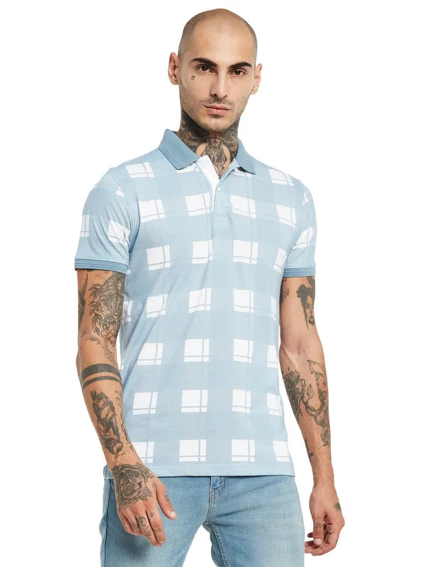 Octave Checked Polo Collar Cotton T-Shirt