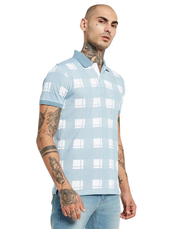 Octave Checked Polo Collar Cotton T-Shirt